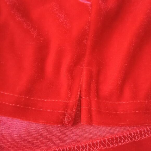 Lush Red Velour Spaghetti Strap Mini Length Bodycon Dress Women's Size Large - Picture 11 of 12